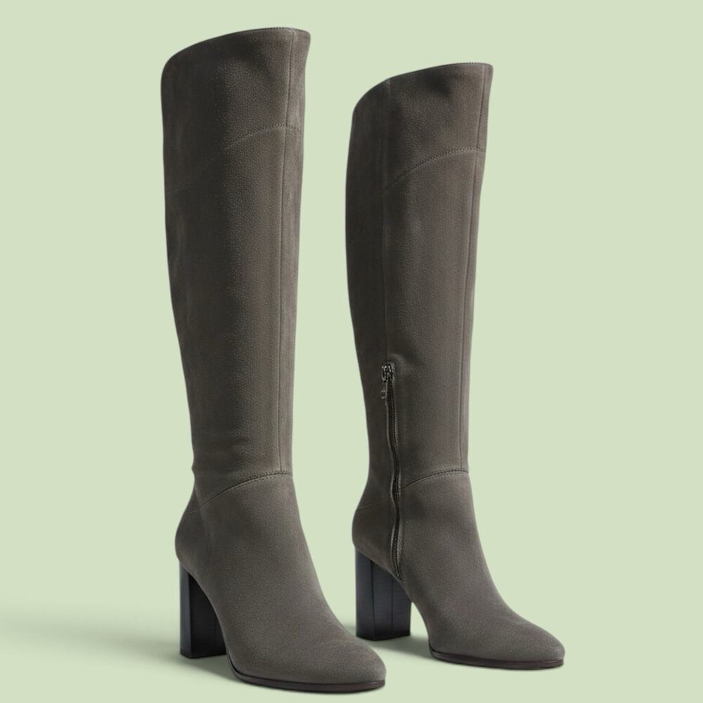 NEW Dolce Vita Green Suede Knee High Heels Boots Women's 7 Olive Army MSRP $290
